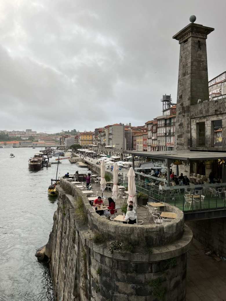 View of the esplanade next to the Rio Douro in Porto.