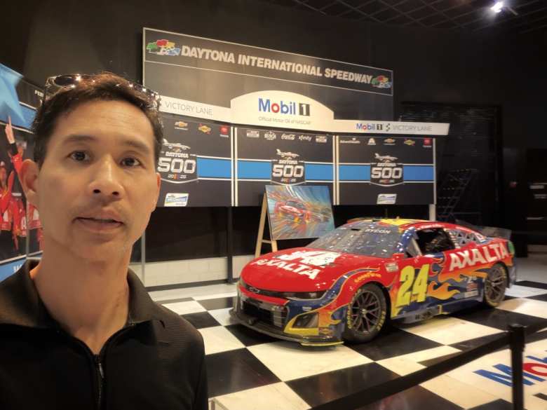 Me with William Byron's Chevrolet stock car, the winner of the 2025 Daytona 500.