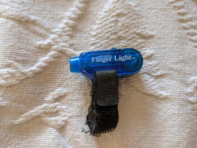 The blue LED finger light that I used during the 2002 Death Valley Double Century.