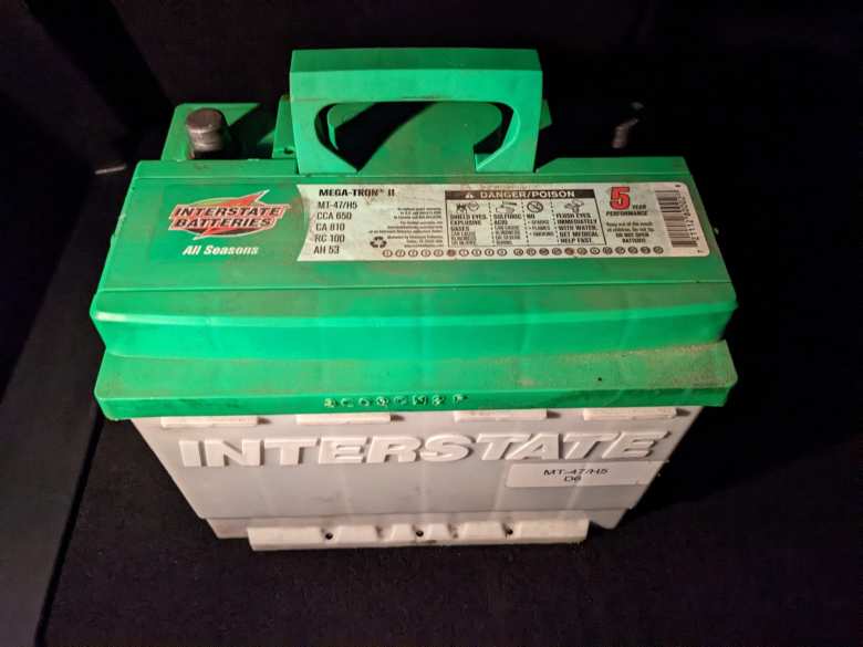 The old Interstate battery for my Audi TT Quattro Roadster. It was over 6 years old when it died.