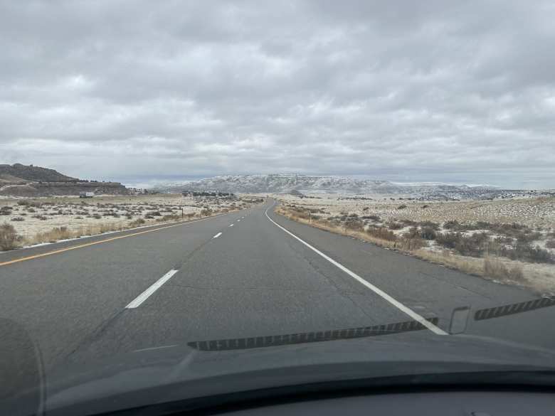 There was snow in the mountains by Interstate 70 in western Colorado.