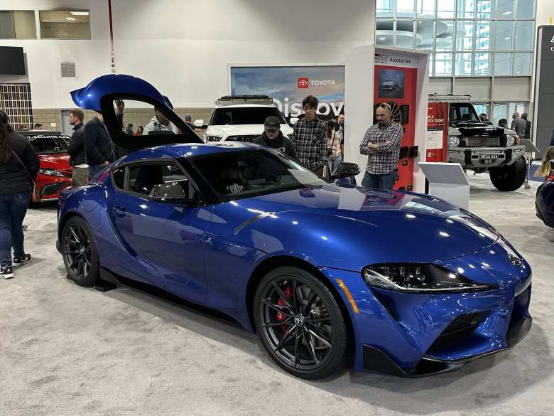 A blue Toyota Supra.