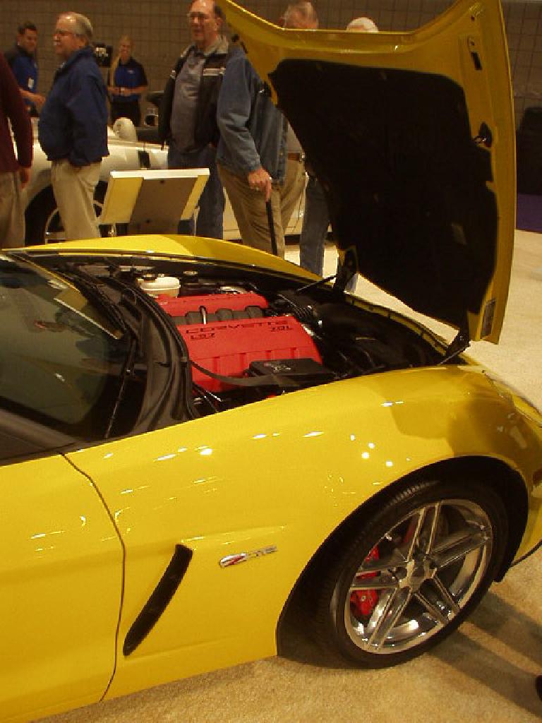 The engine of a Corvette Z06.
