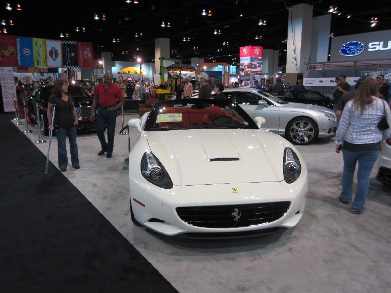 You don't see too many Ferraris in white, but here is a Ferrari California in that color.