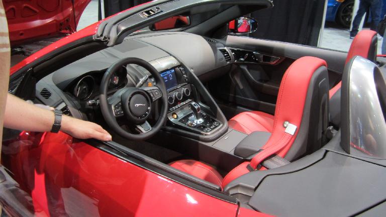 The interior of a 2014 Jaguar F-Type.