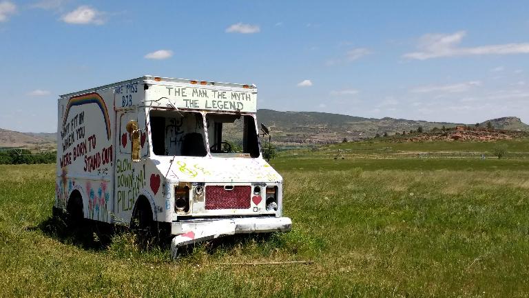 "Why fit in when you were born to stand out!" The iconic milktruck in Bellvue, Colorado.