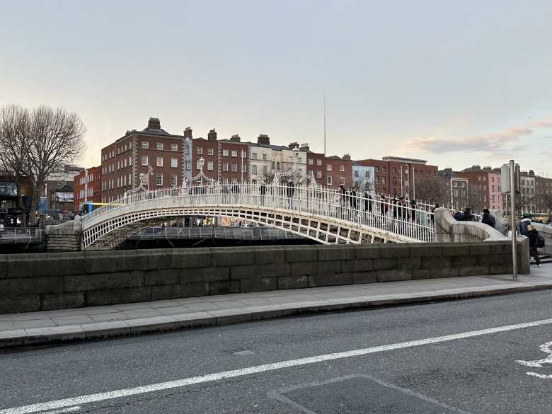 Ha'penny Bridge in Dublin, Ireland.