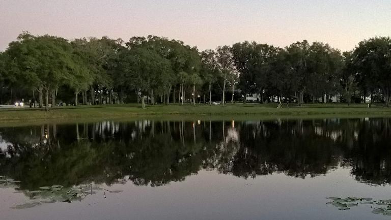 A big pond by East Lake Fire Tarpon Special Fire Control District Station 57, the start of the race.