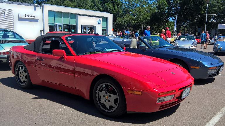 A red 1989 Porsche 944 S4 Convertible, one of 16 imported to the United States.