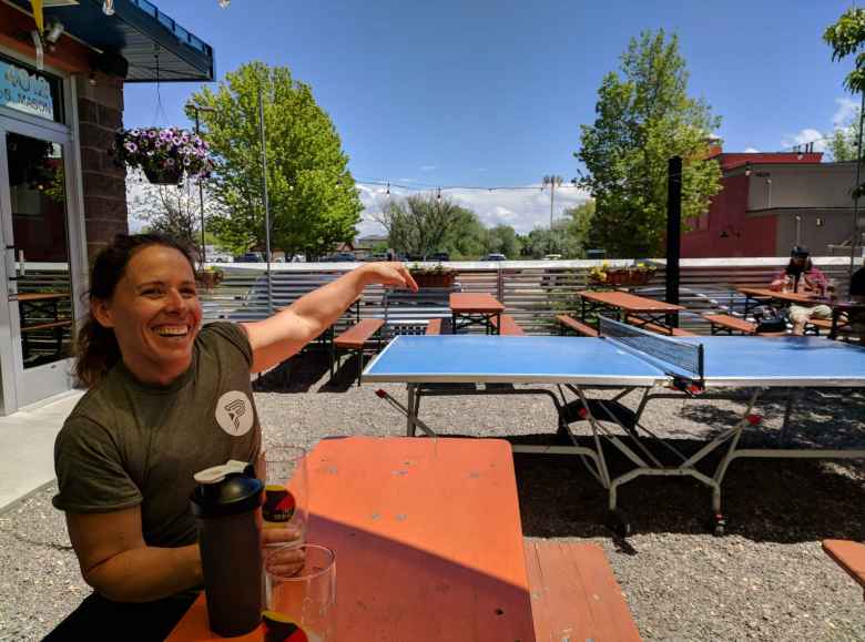 There was a ping pong table at Zwei Brewing, where Jennifer and I had a beer after doing the Murph Challenge elsewhere that morning.
