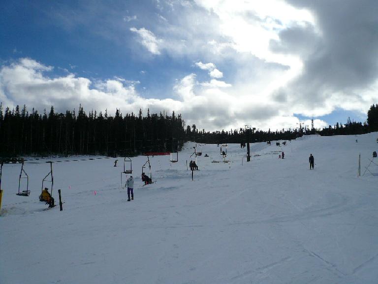 Going up the chairlift on one of my first ski runs at Eldora.