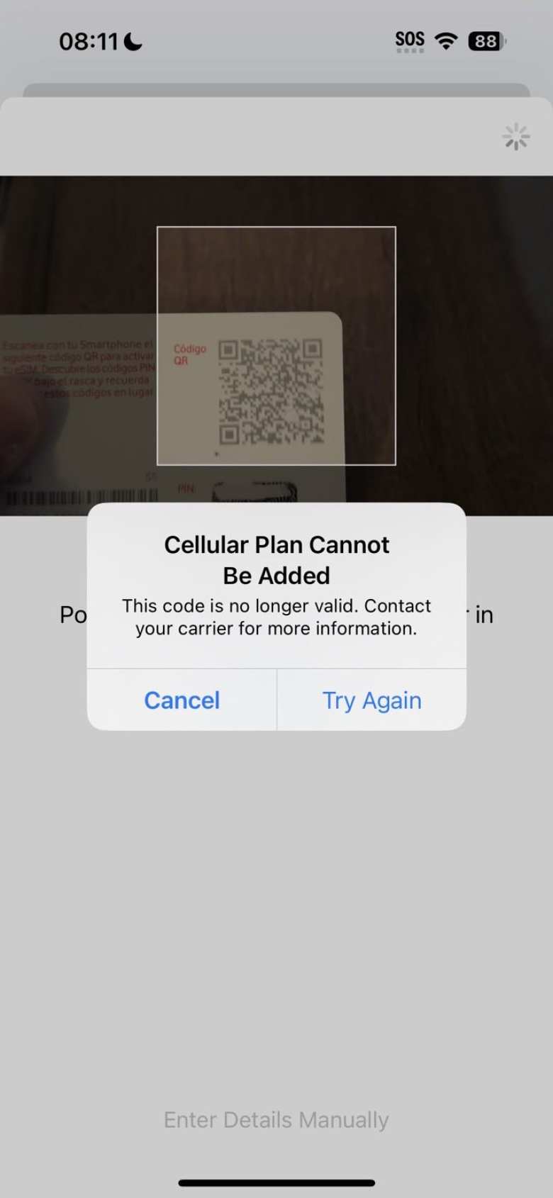 The iPhone 14 Pro gave the error message "Cellular Plan Cannot Be Added" because I had not deleted it from my old phone.