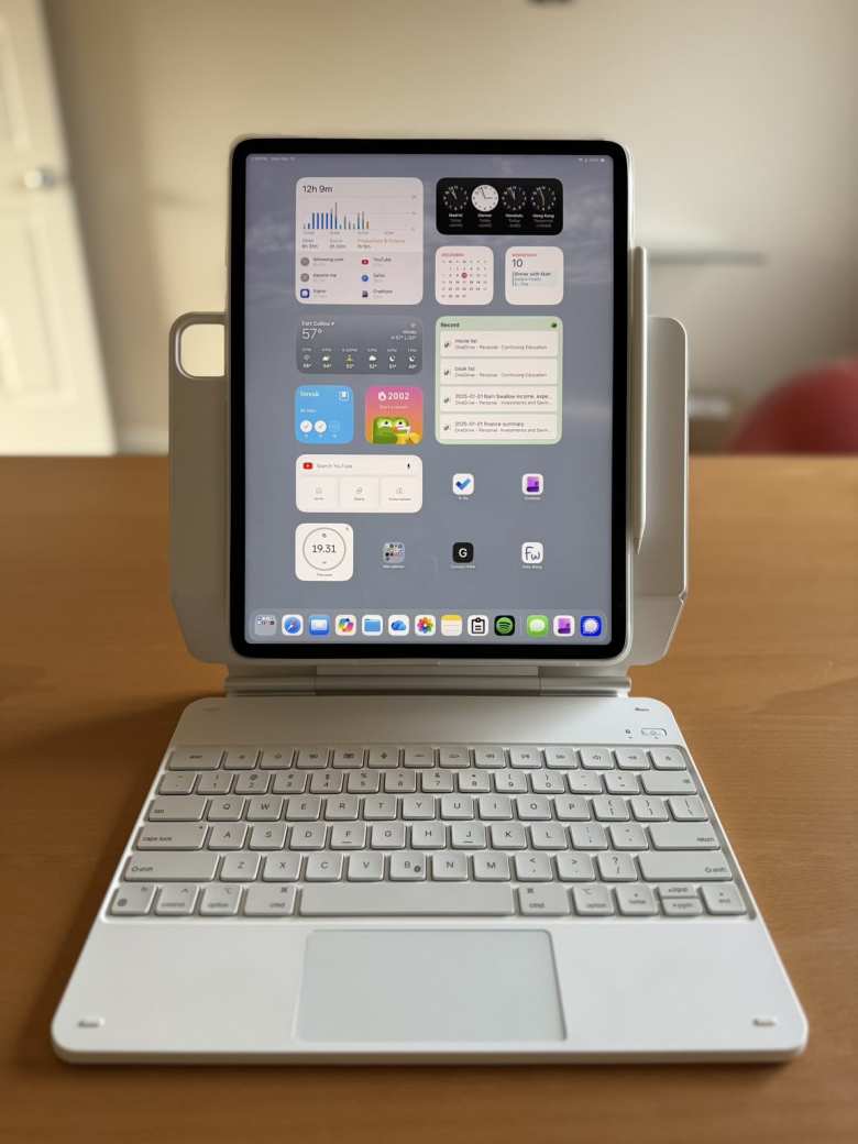 The iPad can also be mounted in portrait orientation on the ESR Rebound keyboard case.