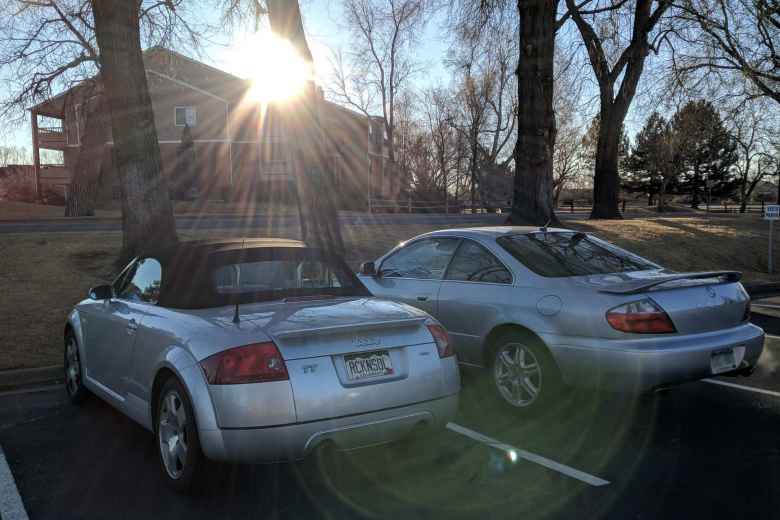 Silver Audi TT Roadster Quattro and Acura CL.