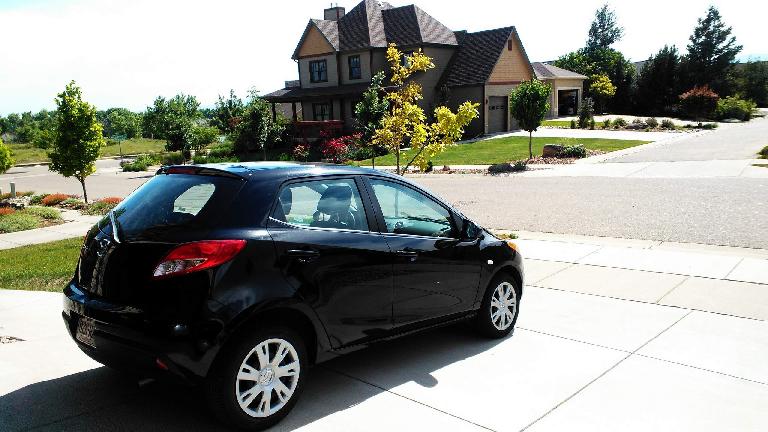 The Mazda 2 rental car was a sporty, gas-saving car to transport my bike to the ride.
