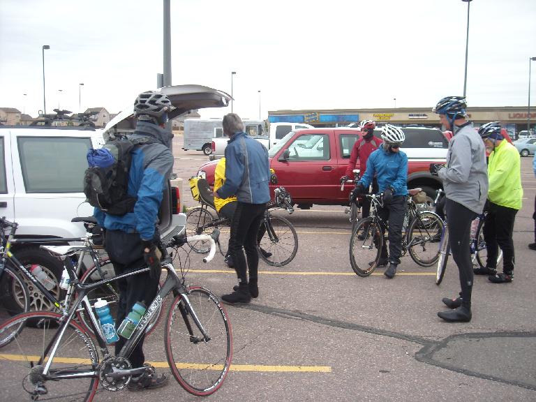 Riders at the start.  There were seven or eight of us.