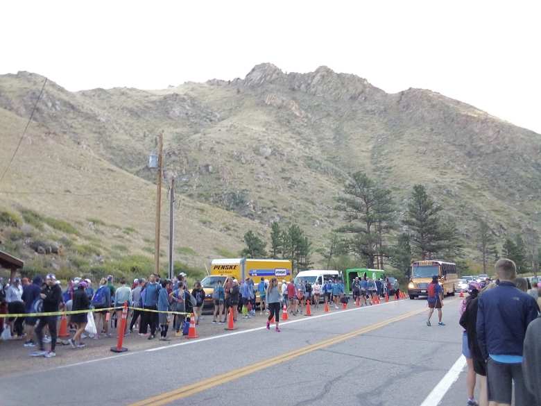 Runners outside the Mishawaka in the Poudre Canyon. The start of the race was about 200 meters down the road.