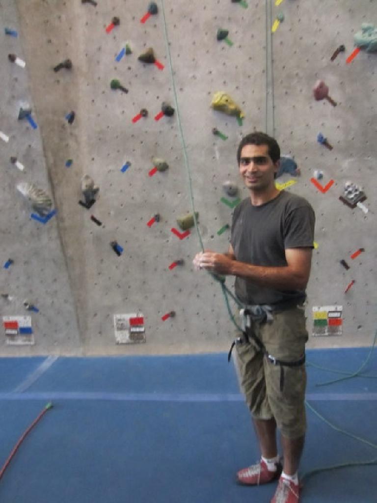 Mehdi about to climb inside the Inner Strength rock gym.  This was the last time I'd got to climb with him indoors.