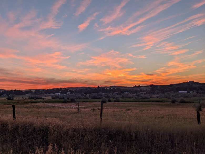 [Mile 9.1, 5:54 a.m.] Nice sunrise in Fort Collins.