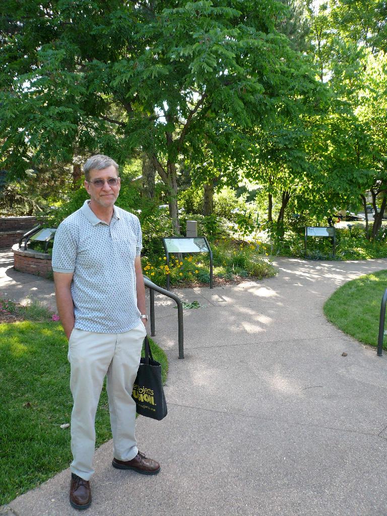 In June I went to visit the gardens in front of City Hall to learn more about xeriscaping.  By coincidence, so did my friend Stan!