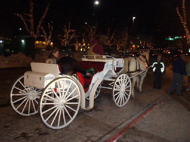 After fireworks and bagpipes, some people hired horse and carriage to take them to their cars in Old Town.  Happy new year!