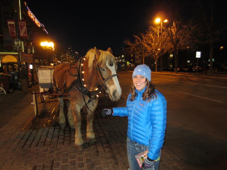 Kelly with a horse down in Old Town.