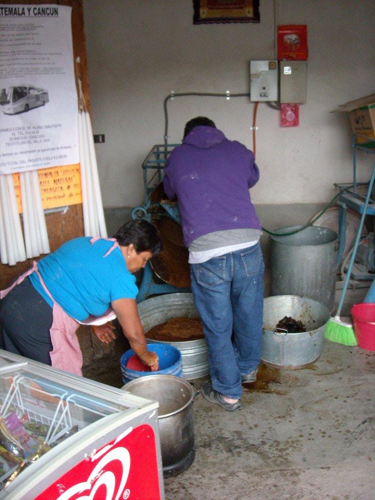 Making mole in Teotitlan del Valle.