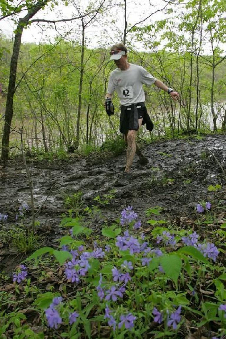 Mud swallowing Dan's shoes while he was running the 40-mile race.