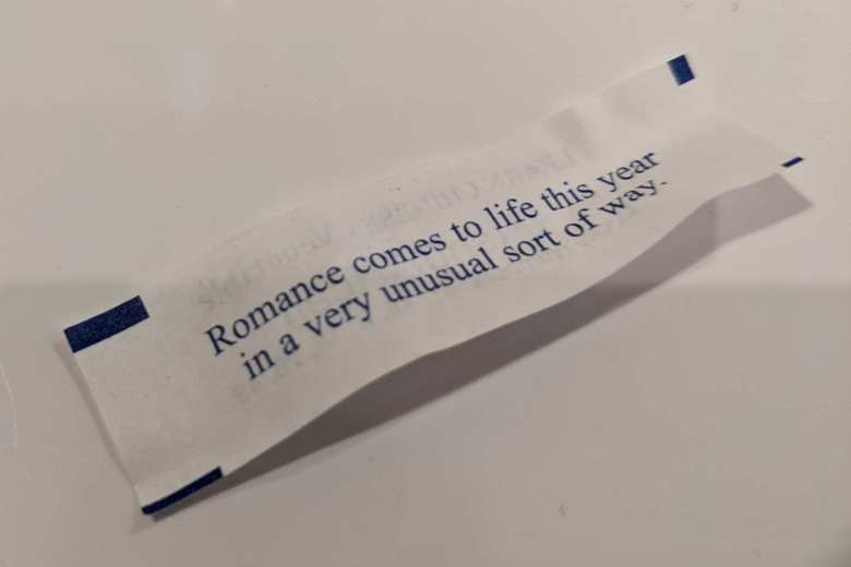 "Romance comes to life this year in a very unusual sort of way." That was a very appropriate fortune cookie from Beijing Noodle for Andrea and me.