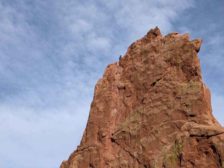 There were rock climbers on this rock at the Garden of the Gods.