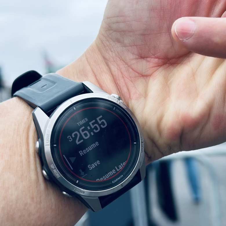 When I clicked off my Garmin Epix Pro Gen 2 watch in the Garmin Marathon, it read 3:26 and change. I'll take it.
