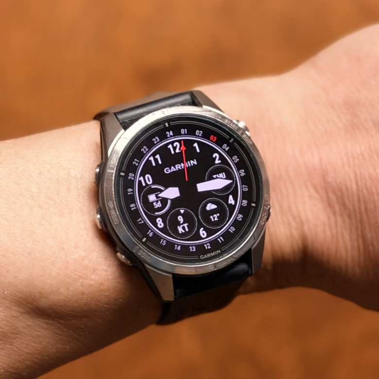 A watch face I created myself, configuring it right on the Garmin epix Pro (Gen 2) watch using its settings.