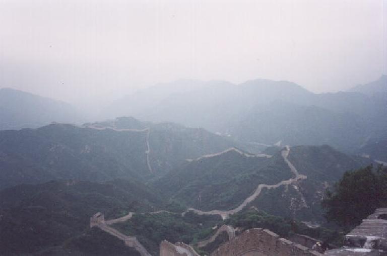 The view below after climbing the Great Wall of China at Badaling.