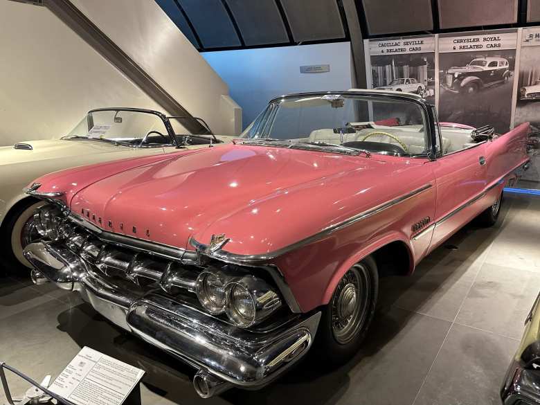 This pink 1959 Chrysler Imperial Crown Convertible was bought from Robert Plant of Led Zeppelin in 1988.