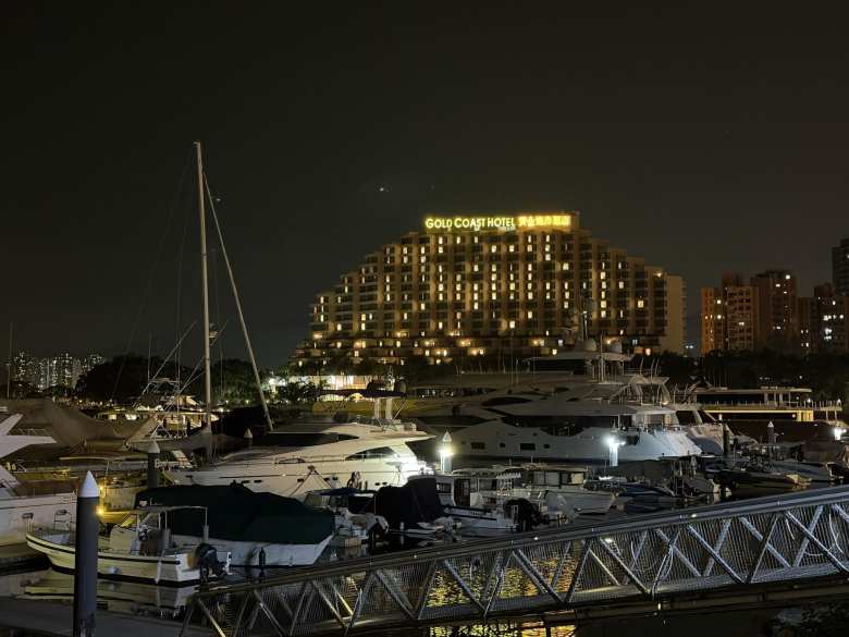 The Gold Coast Hotel framed the backdrop of the boat harbor.