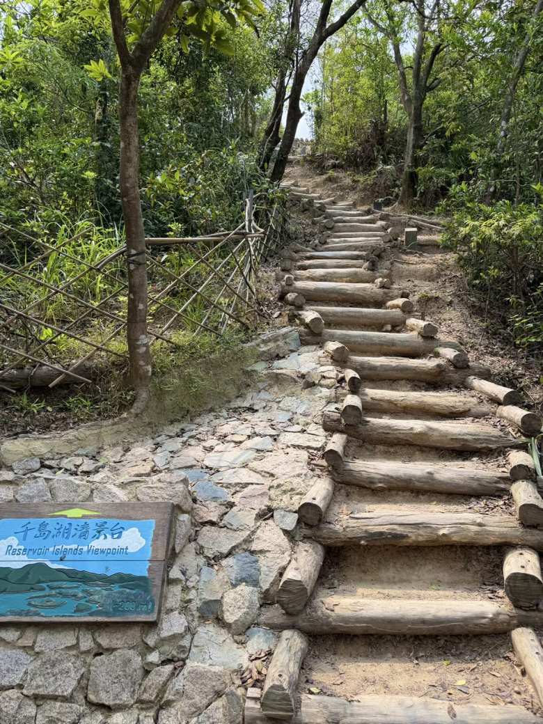 The final set of stairs to the Reservoir Islands Viewpoint.
