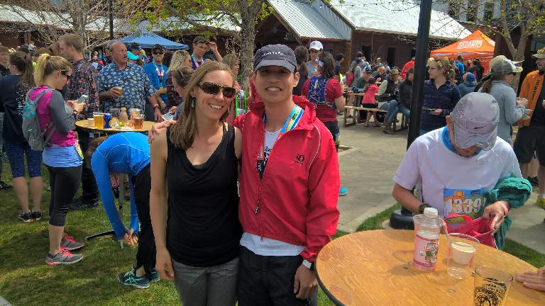 I ran into my friend Rhea at the end of the race, the first person I met in Fort Collins when I moved to Fort Collins in 2005.