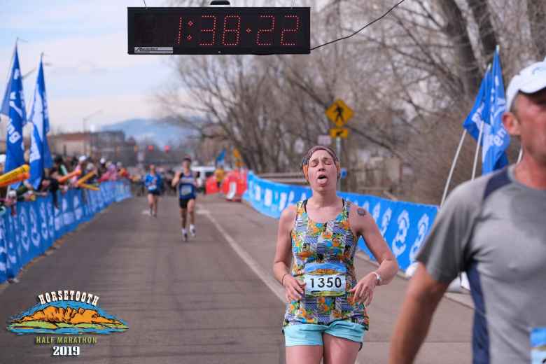 You can see me sprinting in at the finish, finishing a couple seconds behind my friend Rachel.