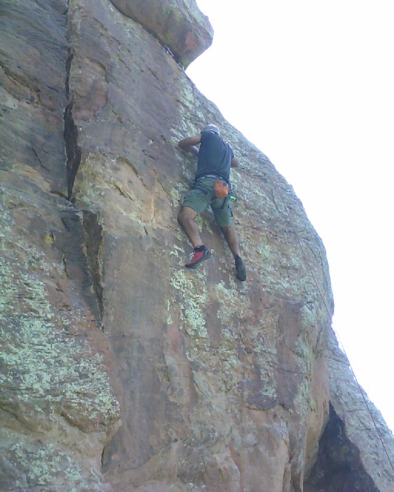 Mehdi climbing a 5.10 at Rotary Park.