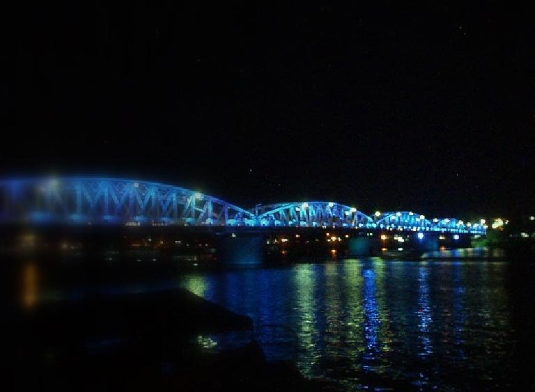 Lighted up bridge on the Perfume River.