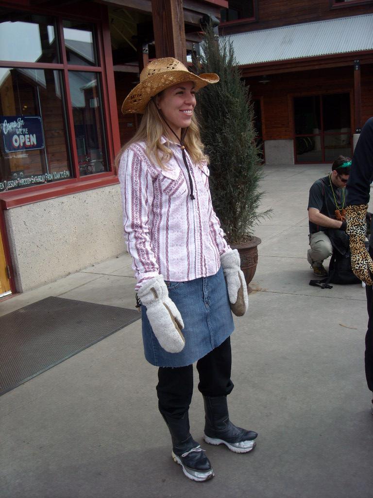 Lisa was a cowgirl.  In the morning before the brewery tour, a thrift store cut off the soles of some cowboy boots she picked up so she could fuse them with running shoes.