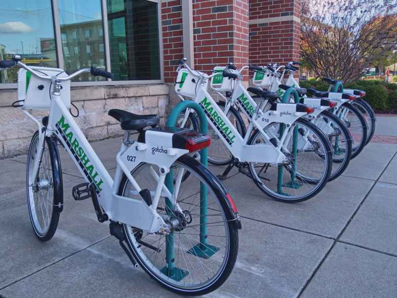 Marshall University city share bicycles.