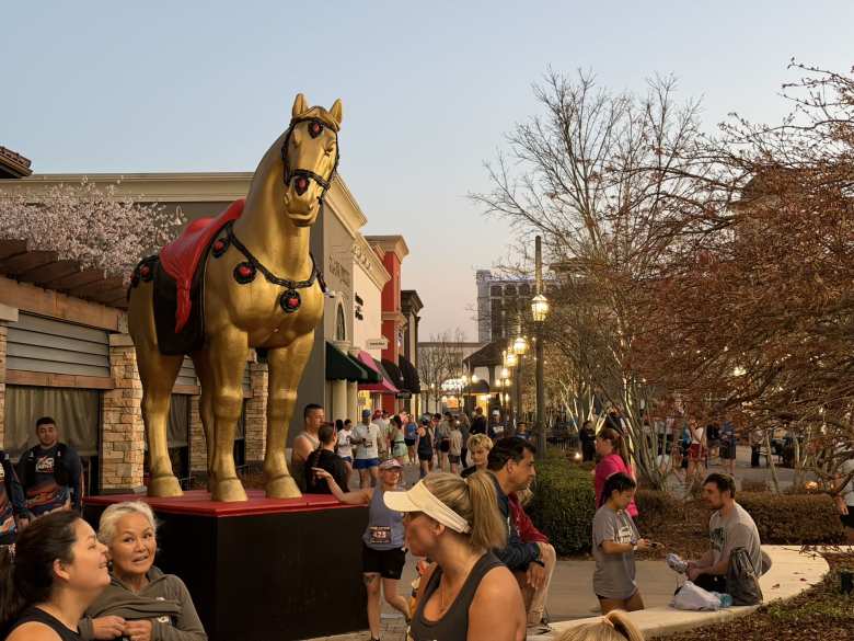 Runners at Bridge Street Town Centre for the Race to Space Marathon & Half Marathon.