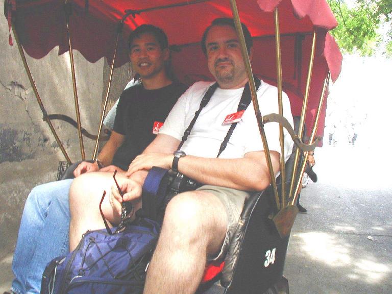 John and I readying ourselves for a ride in a rickshaw.