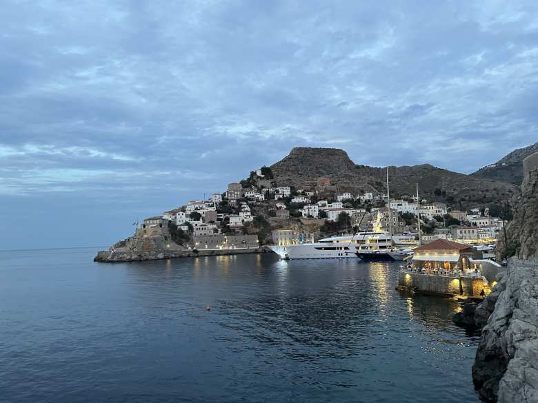 The view of central Hydra as it got dark.