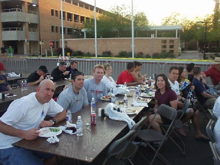 Here we are at the official pasta feed the Friday before the race.  You can see Russ, Josh, Bob, Sharon, Todd, and Bic in this photo.