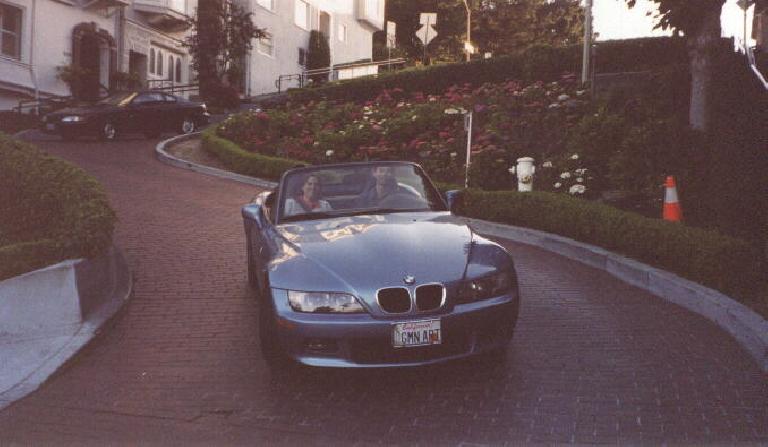 blue BMW Z3 with GMN ART license plates, Lombard Street