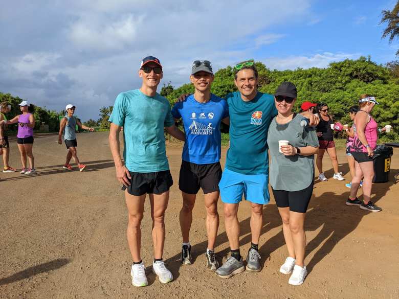 Tyler, Felix, Dave, and Andrea after a Fun Run the day before the Kauai Marathon.
