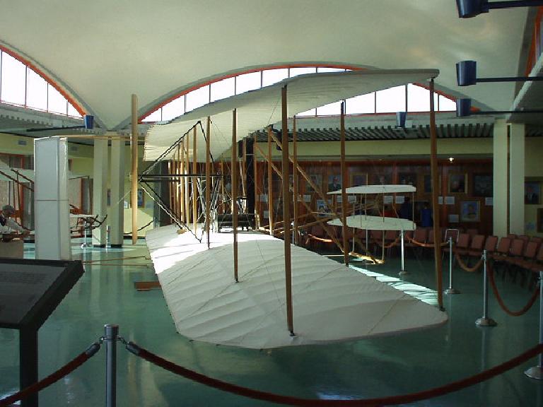 This is a full-size replica of the plane the Wright Brothers successfully flew on Dec. 17, 1903 four times.  Supposedly, this replica is exacting in detail and is capable of its own flight.
