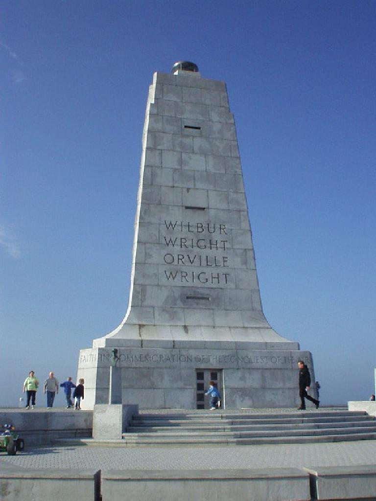 This monument sits across the hill the Wright brothers jumped off of hundreds of times with their hanggliders.